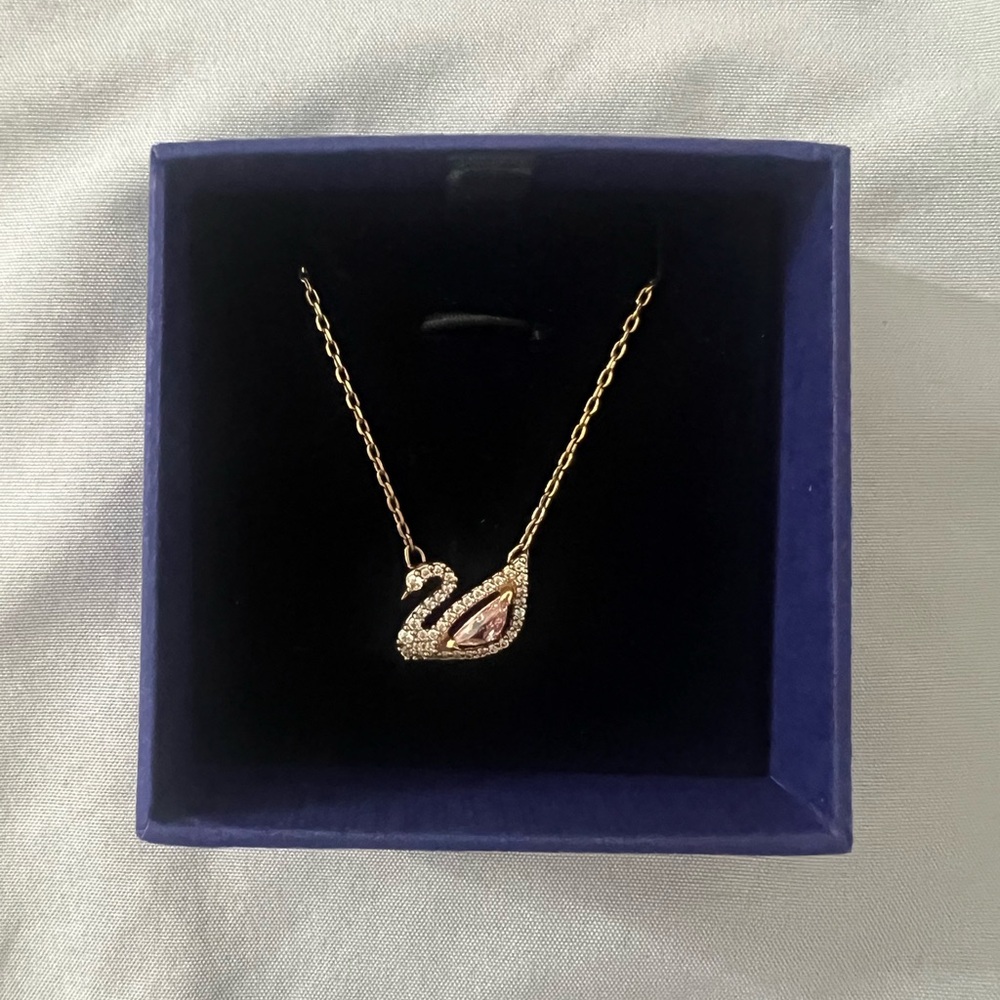 Swarovski Pink, Rose Gold-Tone Plated Swan Necklace